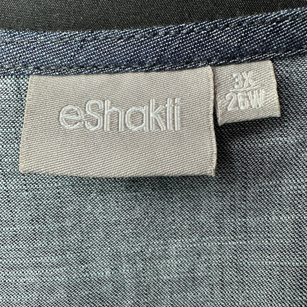eShakti Blue Chambray Pleated Midi Dress - Picture 7 of 13